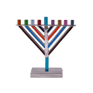 Yair Emanuel Candle Menorah Chabad Style Multi Color 7.5"