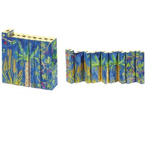 Yair Emanuel Judaica Hand Painted Wood Accordian Candle Menorah Seven Species