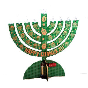 Electric Menorah Cordless LED Green