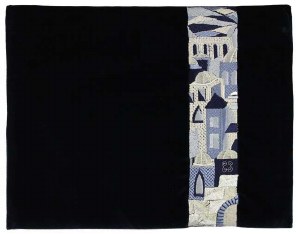 Tefillin Bag Moryah Black Velvet with Silver Embroidery