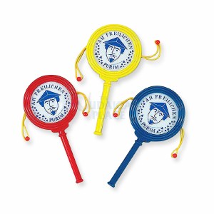 Purim "Haman" Drum Graggers - 3 Assorted Colors