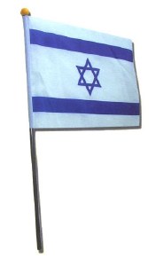 Israeli Flag Cloth 4"x6" on 10" Plastic Stick
