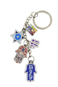 Key Chain Assorted Charms Multicolored with Stones