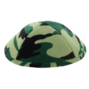 Kippah Camouflage Design Green Cloth 4 Part 19cm