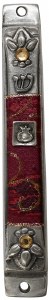 Mezuzah Case Pewter Maroon #LAMZ5376 10cm