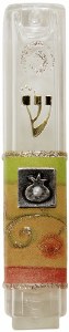 Mezuzah Case Lucite Peach #LAMZ9003 7cm