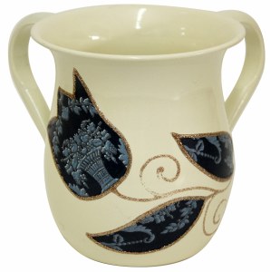 Lily Art Stainless Steel Wash Cup Blue Flower Design