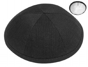 Kippah Black Linen 6 Part One Size Fits All