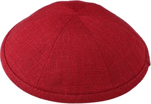 Kippah Burgundy Linen 6 Part One Size Fits All