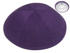 Kippah Purple Linen 6 Part One Size Fits All