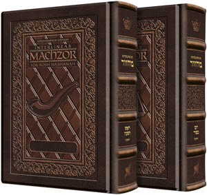 Artscroll Interlinear Machzorim Schottenstein Edition 2 Volume Set Full Size Yerushalayim Two Tone Leather Ashkenaz