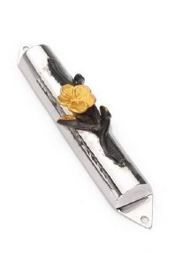Classic Touch Mezuzah Case 6.5" Frangipani Black/Gold