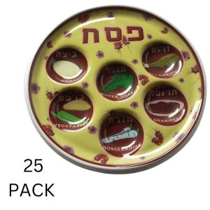 Plastic Disposable Seder Plate Flower Design 10.5" 25 Pack