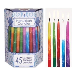 Chanukah Candles Premium Tapered Multi Tri Color