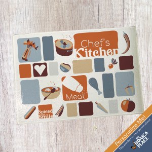 Fleishig Cutting Board Tempered Glass Geometric Earth Tone Meat Design 11" x 8"