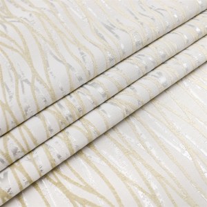 Jacquard Tablecloth White Gold and Silver Waves Pattern 70" x 160"