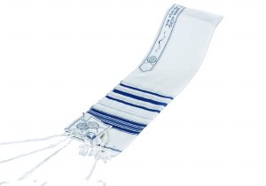 Tallis Wool Lurex Stripes Blue and Silver Stripes 18" x 72"