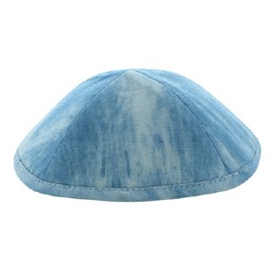 Denim Kippah with Pin Spot Light Blue 19cm