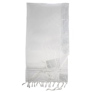 Tallis Acrylic White and Silver Striped Design 73" x 55"