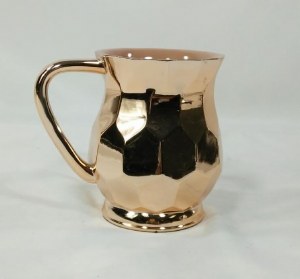 Acrylic Wash Cup with Metal Coating Hexagon Shape Copper Color