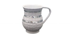 Acrylic Washing Cup Striped Gey Leather and Mini Mirror Tile Design