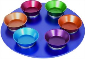 Yair Emanuel Judaica Anodized Aluminium Passover Seder Plate Multicolored