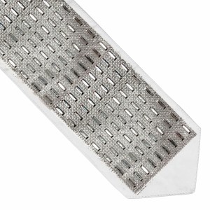 Atara Silver Colored Rectangles Surrounded by Small Rhinestones Design
