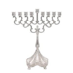 Silver Plated Candle Menorah Filigree Design 8"