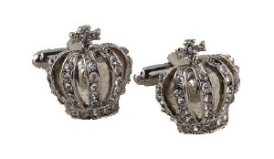 Rhinestone Crown Cufflinks