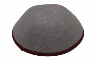 iKippah Grey Linen Maroon Rim Size 2
