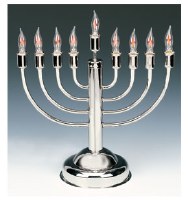 Electric Menorah Silverplated with Flickering Bulbs