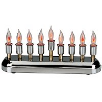 Electric Menorah Silverplated Contemporary with Flickering Bulbs