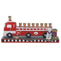Candle Menorah Firetruck Hand Painted by Jessica Sporn