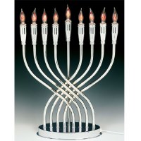 Electric Menorah Illumination with Flickering Bulbs