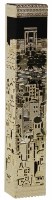 Mezuzah Case with Gold Colored Lazer Cut Metal Jerusalem and Beis HaMikdash Design 15cm