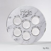 Printed Laminated Disposable Seder Plate Marble Design Includes Plastic Liners