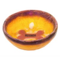 Translucent Dog Bowl Bone Design Yellow 6.3"