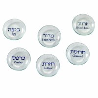 Round Glass Seder Plate Liners Dotted Accent Bllue 6 Pack 2.75"
