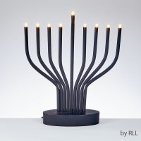 LED Electric Menorah Black Metal with 4 Lighting Options