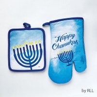 Sapphire Collection Hostess Set Contains Pot Holder and Oven Mitt Chanukah Design