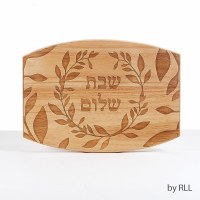 Challah Board Natural Wood Etched Leaf Design