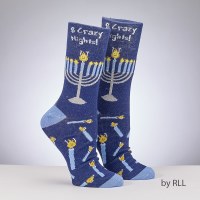 Chanukah Crew Socks Eight Crazy Nights Design Adult Size 8-12