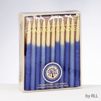 Beeswax Chanukah Candles Hand Dipped Blue and Natural 45 Count
