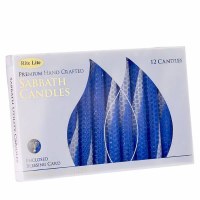 Premium Shabbos Beeswax Candles Blue White 12 Count