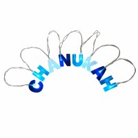 Indoor Chanukah LED String Light Battery Operated Blue 60"
