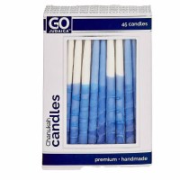 Premium Hand Crafted Chanukah Candles Blue White 45 Count