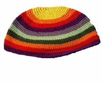 Multicolored Striped Frik Kippah 24cm