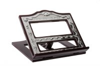 Tabletop Shtender Wood and Silver Plated with Ornate Vihagisa Bo Yomam VaLayla Design