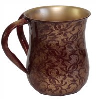 Stainless Steel Wash Cup Burgundy and Gold Floral Design