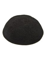 Black Thick Knitted Kippah Serugah 21cm